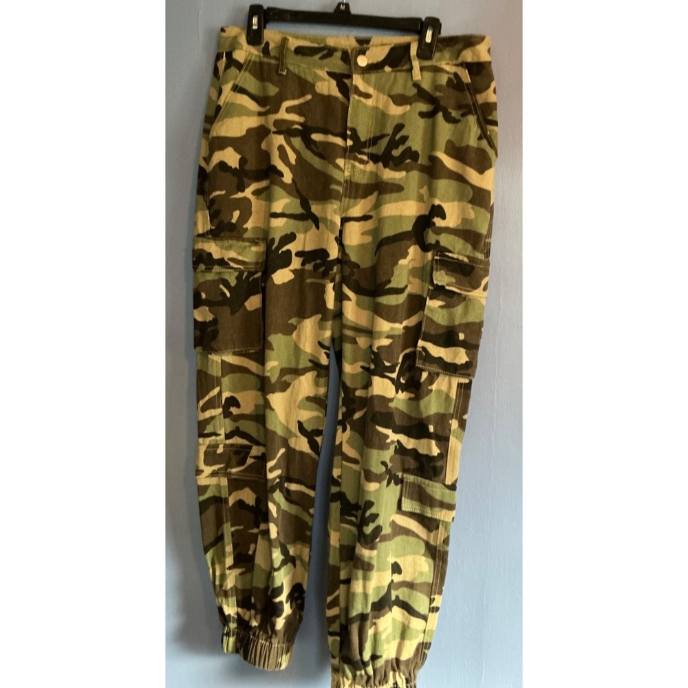 Women XL NWT Camo Print Cargo Pants, High Waist Multi Flap Pocket SHEIN Y2K